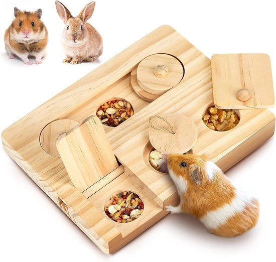 Set di Accessori per Hamster - 6-in-1 Giochi in Legno per la Ricerca del Cibo