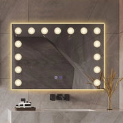 Specchio da bagno illuminato con LED 500 x 700 mm - Cuscino di supporto e anti-deformazione - Bagno da hotel (Hollywood)