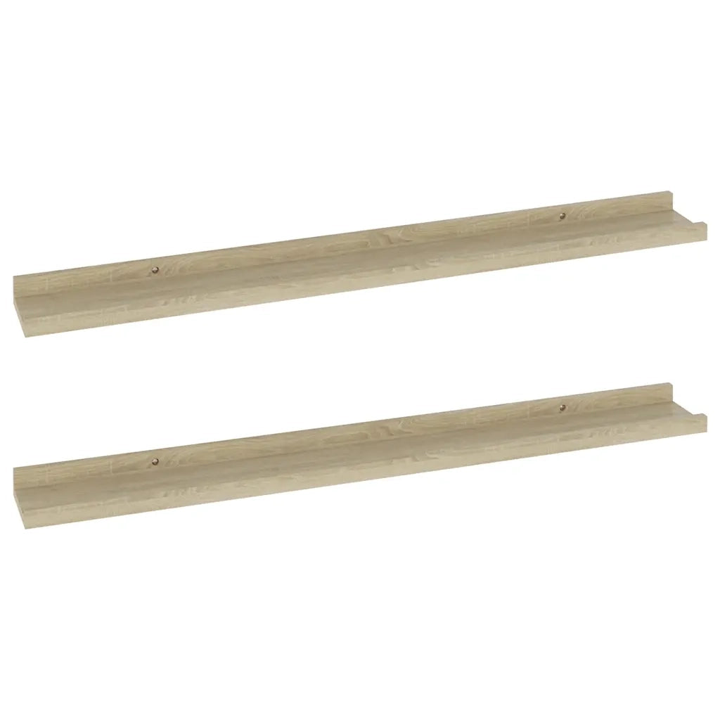 Mensole da parete 2 pz in rovere Sonoma 80x9x3 cm 326681