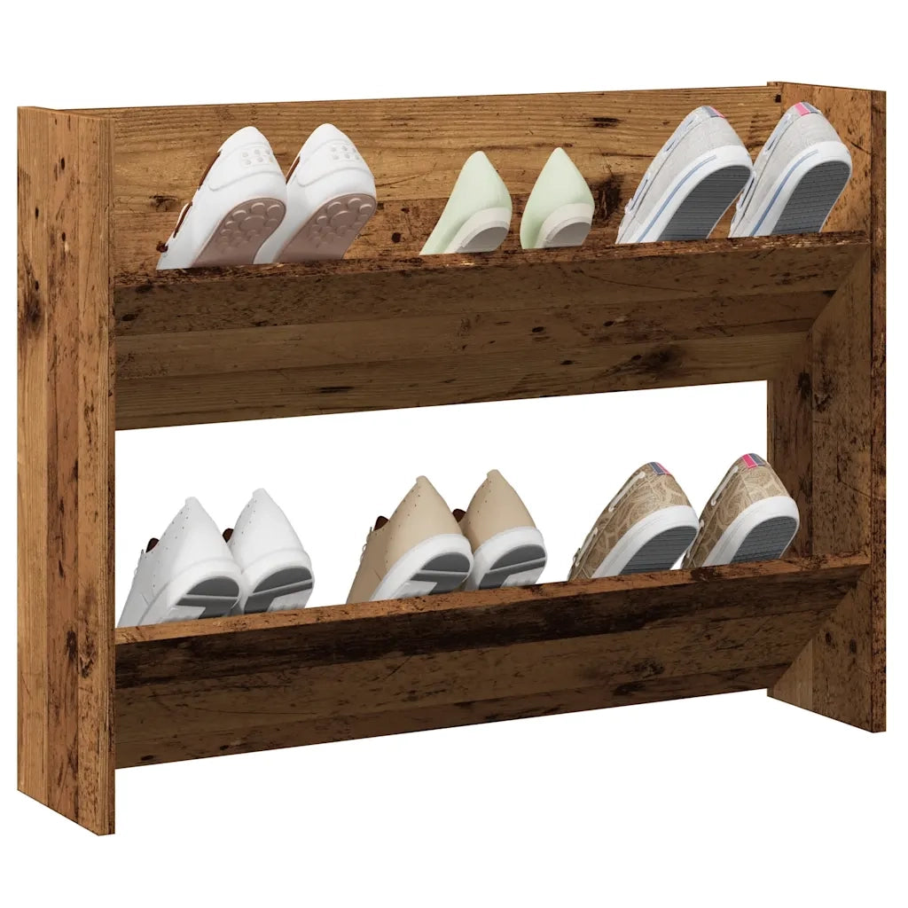 Scarpiera | Mobile per scarpe a Muro Legno Antico 80x18x60 cm in Truciolato