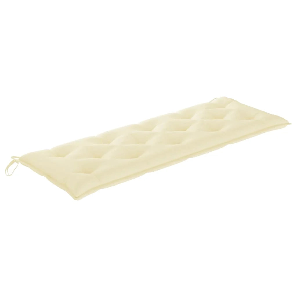 Panca da giardino mobili da esterno per patio terrazza con cuscino color crema 150 cm legno massello di teak 02_0011069