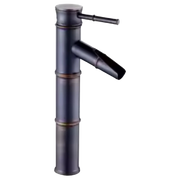 YURI | Rubinetto per bagno a cascata in bambù  alto nero | Raccordo in acciaio inox per lavelli alti | Miscelatore giapponese 2 attacchi