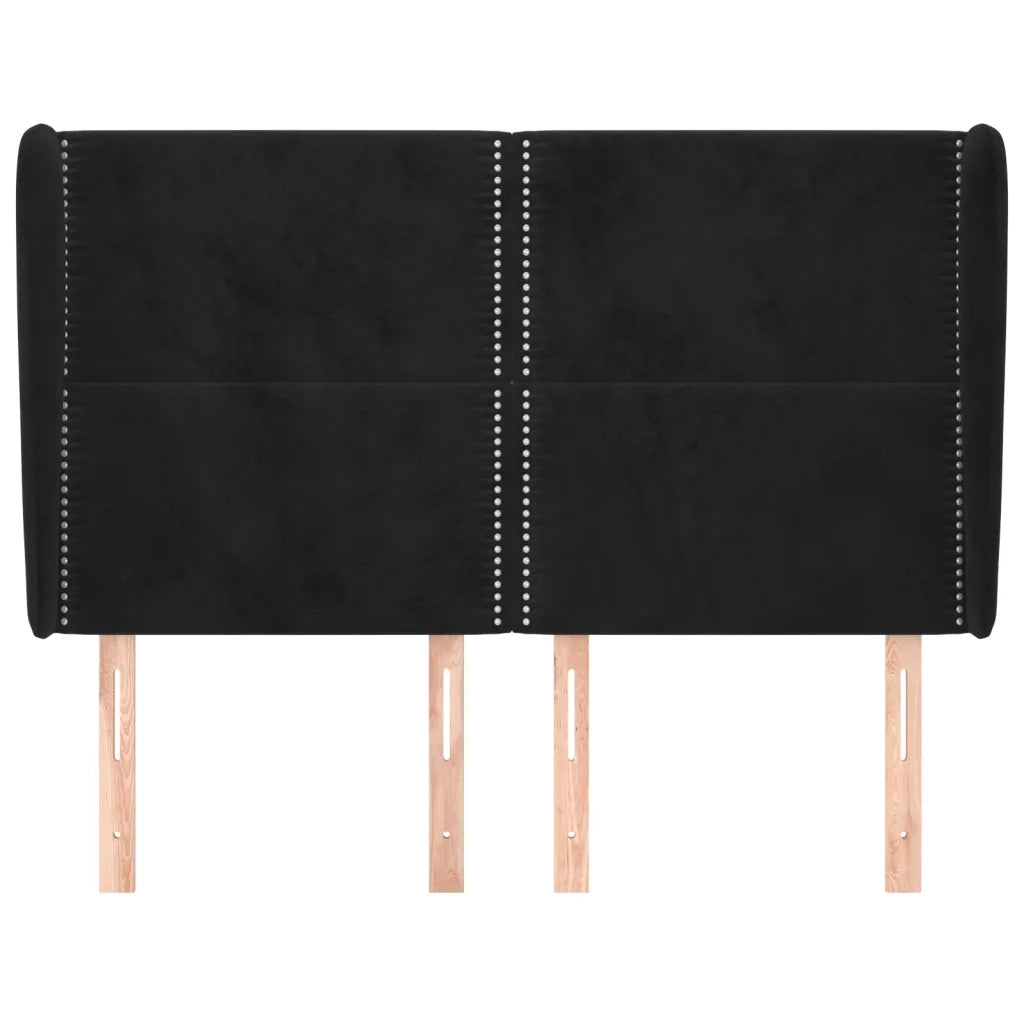 Testiera | Testata ad Orecchio Nera 147 x 23 x 118/128 cm in Velluto