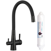 Rubinetto cucina con filtro acqua e beccuccio flessibile – nero grafite, 2 leve