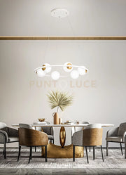 Ball Sospensione in metallo verniciato bianco e oro satinato  biemissione LED 80W 3000K CRI?80 d.78cm