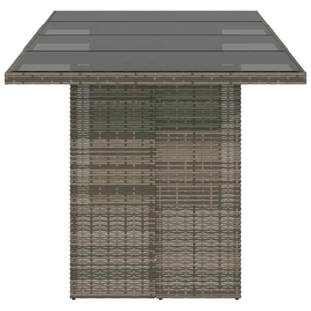 Tavolo da Giardino Piano in Vetro Grigio 190x80x74cm Polyrattan 365306