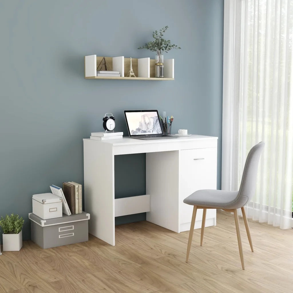 Scrivania | Tavolo da Ufficio Bianca 100x50x76 cm in Legno Multistrato