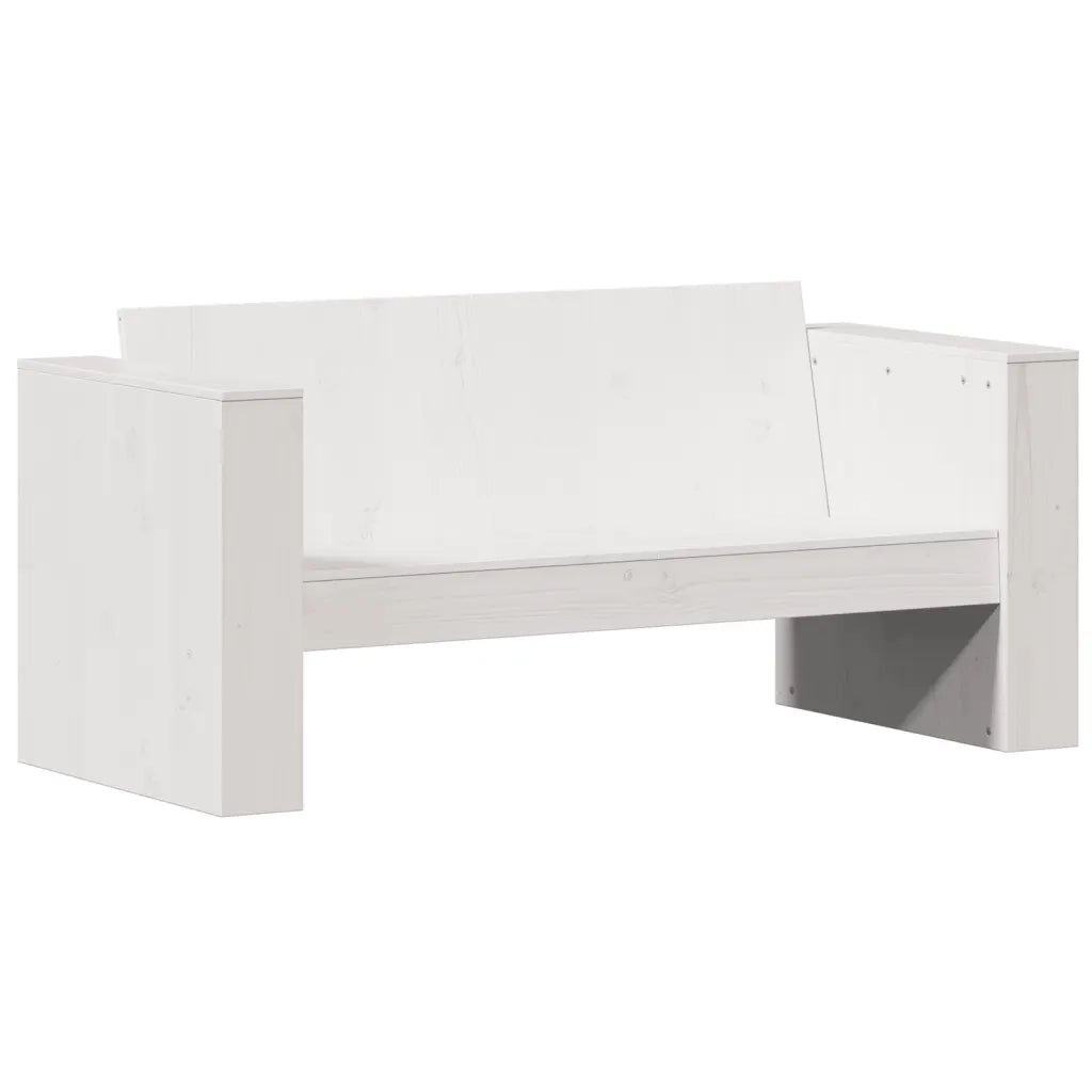 Set Salotto da Giardino 2 pz Bianco in Legno Massello di Pino 3216896
