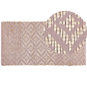 Tappeto rettangolare in cotone e iuta beige e rosa 80 x 150 cm soggiorno camera da letto