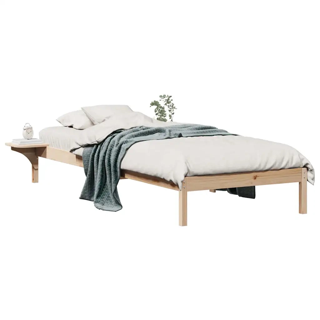 Letto con Tavolini Laterali Naturale 90 x 210 cm Pino massello 873220