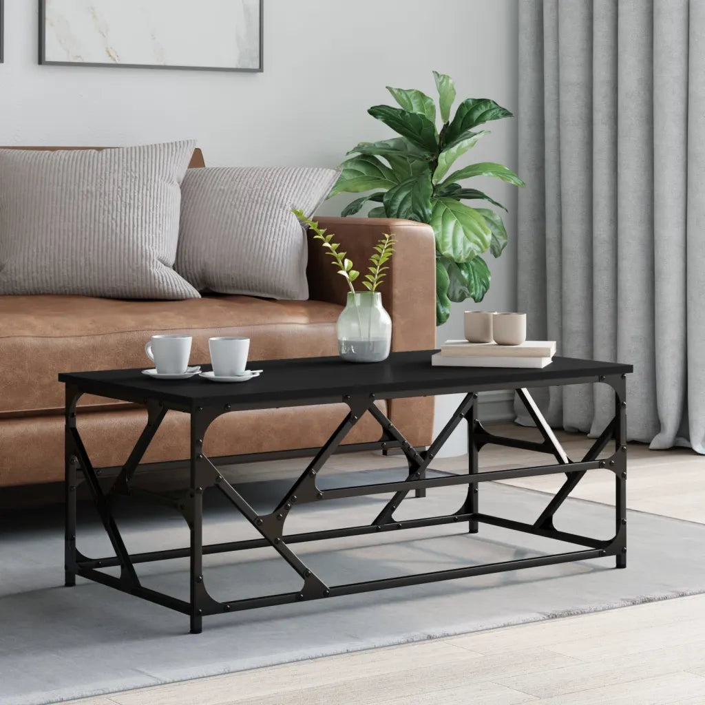 Tavolino Salotto-Tavolino da soggiorno-Tavolo Nero 100x50x40cm Legno Multistrato 540921