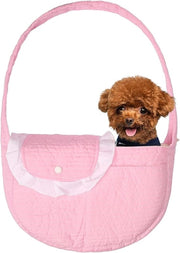 Sling per Animali da Portare per Piccoli Cani - Borsa di Cotone con Tasca di Stoccaggio - Sling per Cani o Gatti da Portare a Braccio - Viaggio - Rosa Palla - 1,36-3,63kg