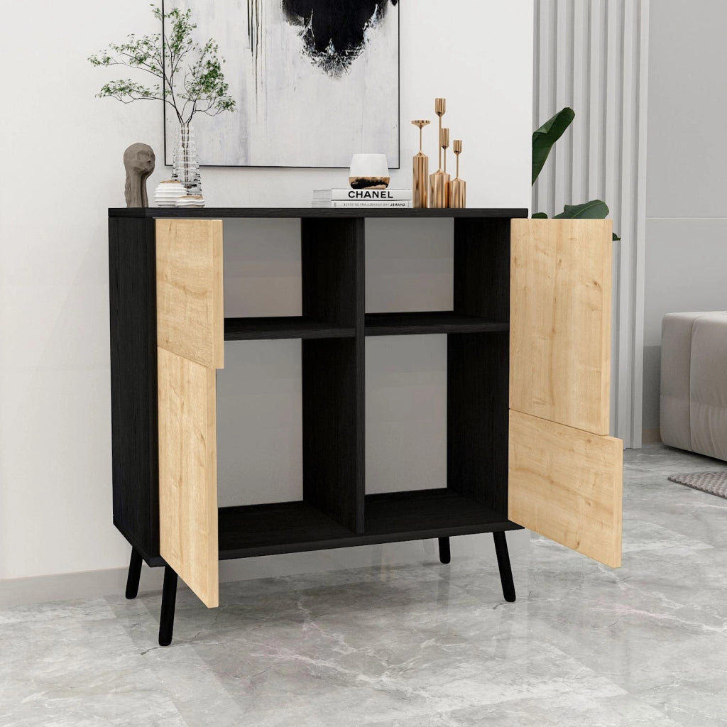 Armadio multiuso in legno "Darien" - 76,5 x 35 x 79,5 cm - Legno nero