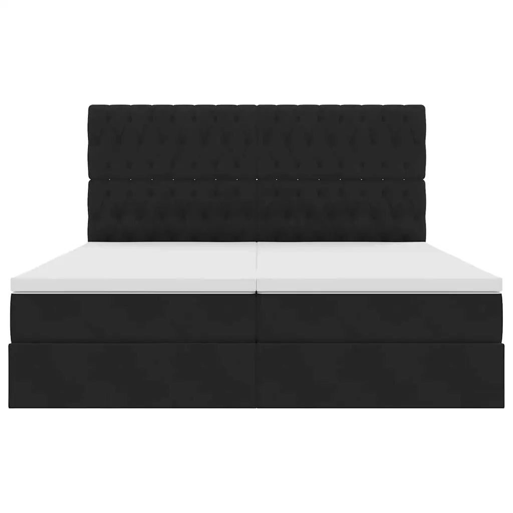 Letto con Contenitore con materasso Nero 200 x 200 cm Velluto