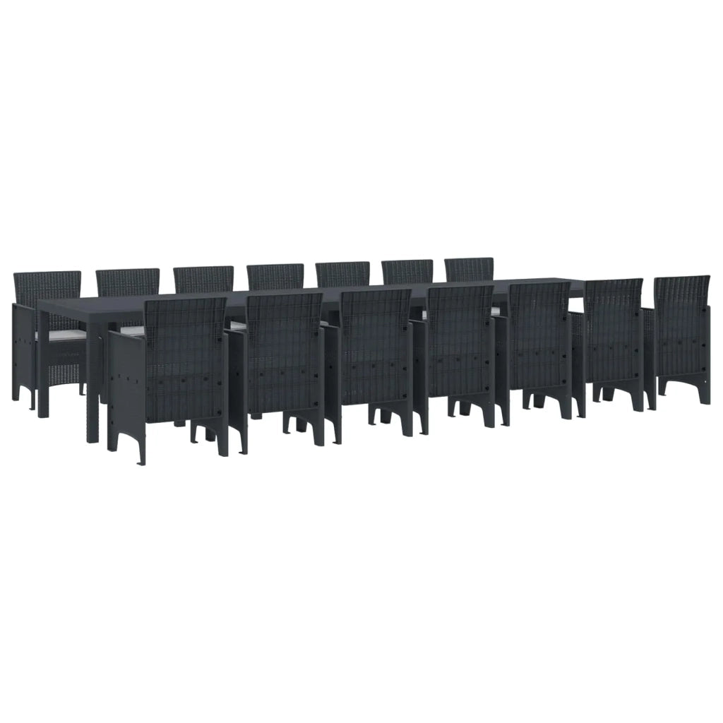Set da pranzo da giardino con cuscini 15 pcs Antracite PP 3378794
