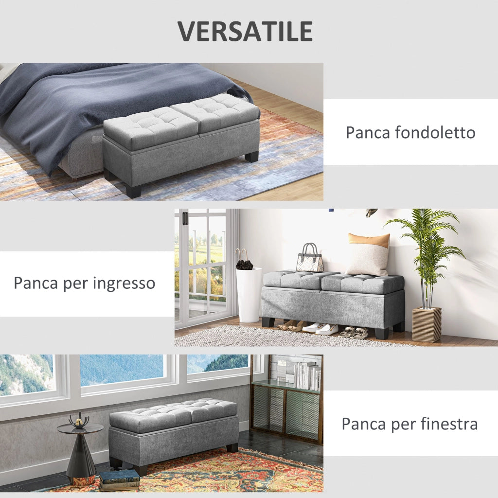 Letto Contenitore in Tessuto Trapuntato ¨C Zephmum ¨C Grigio 116x41x47cm