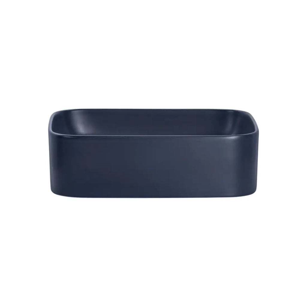 Lavabo da appoggio rettangolare 50,5x38 cm blu navy opaco in ceramica