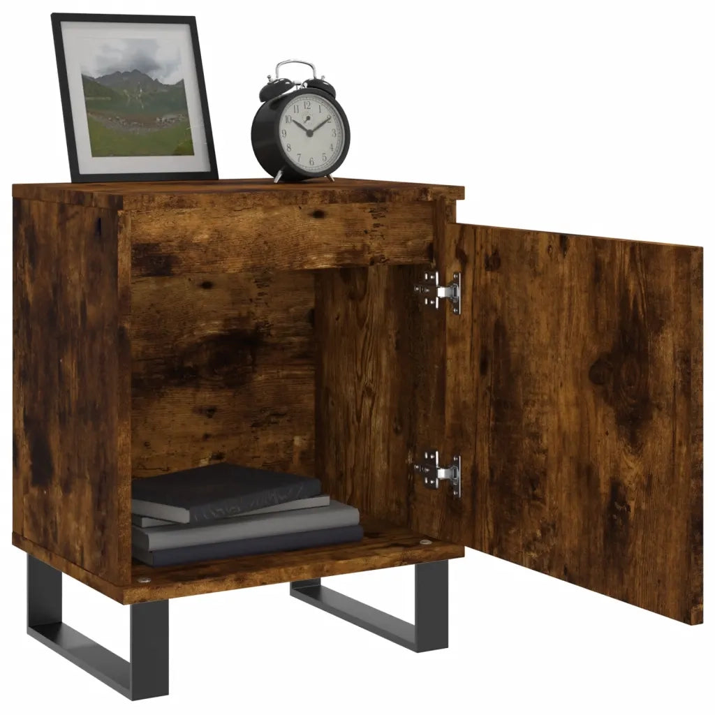 Comodini Rovere Fumo 2 pz 40x30x50 cm in Legno Multistrato 826855