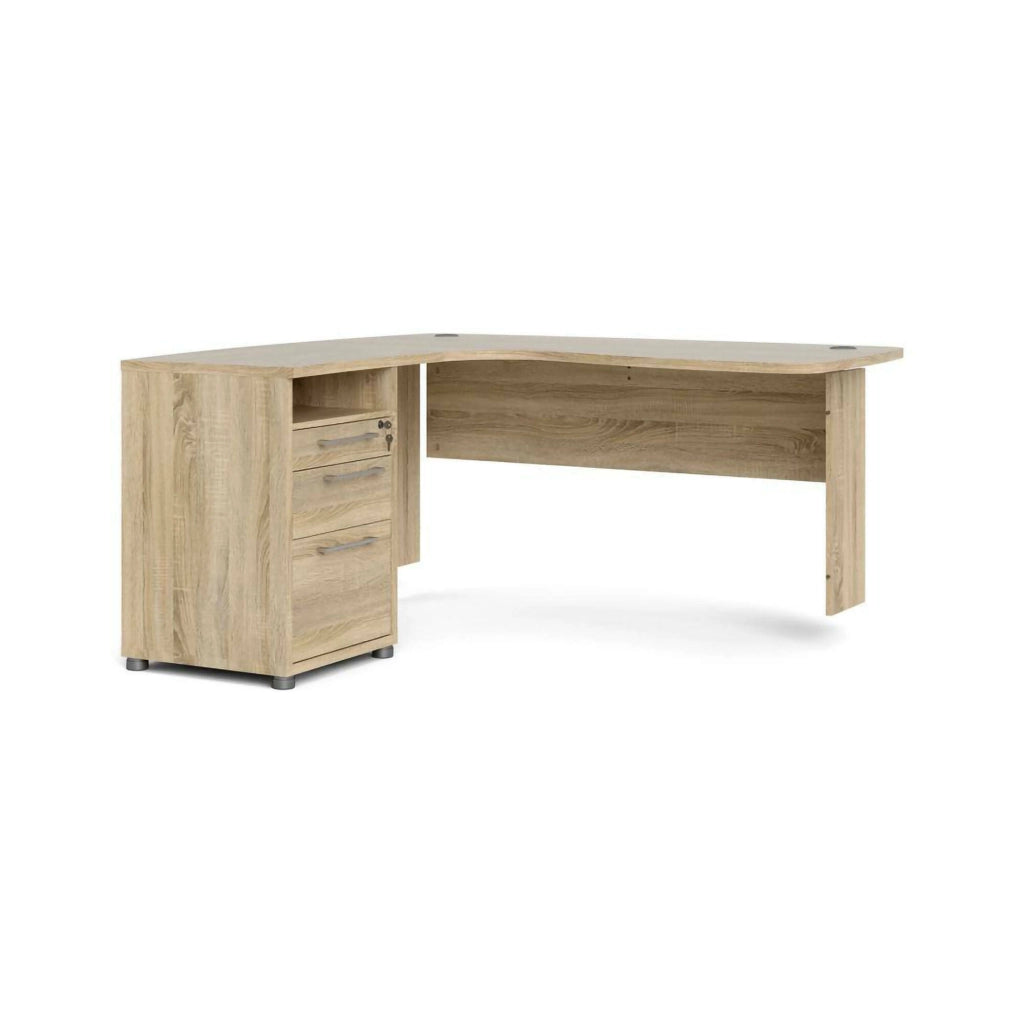 Scrivania Roslyn, Scrittoio multiuso, Tavolo per ufficio porta PC, Piano di lavoro, 159x150 h75 cm, Quercia