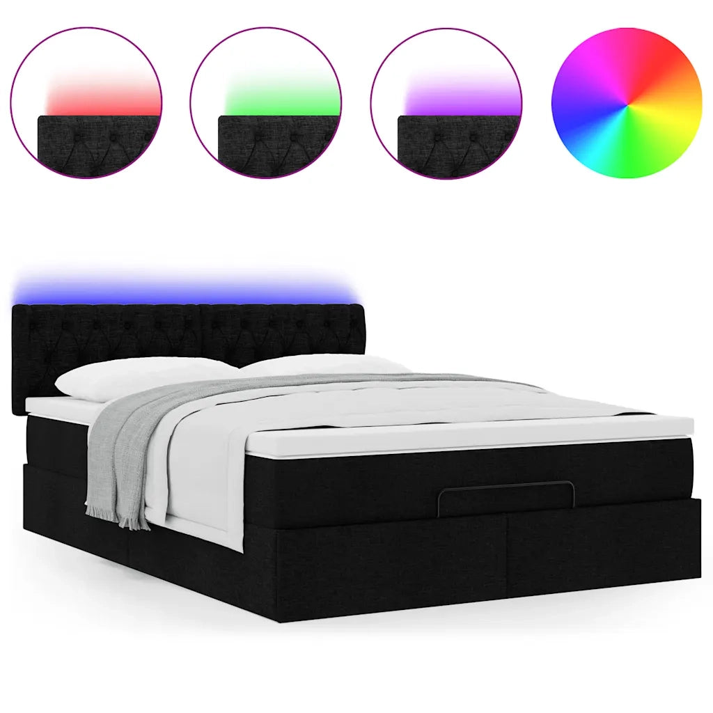 Pouf Letto con Materasso e LED Nero 140x190 cm 3312390
