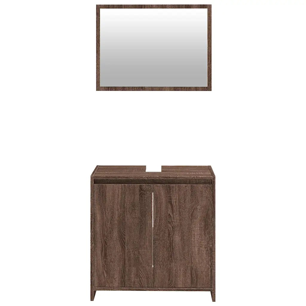 Set Mobili da Bagno | Armadio da bagno 2 pz Rovere Marrone in Legno Multistrato