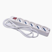 Trade Shop - Multipresa 5 Uscite Universali Spina 16a Cavo 1.5 Mt Interruttore Bianco 80180n -