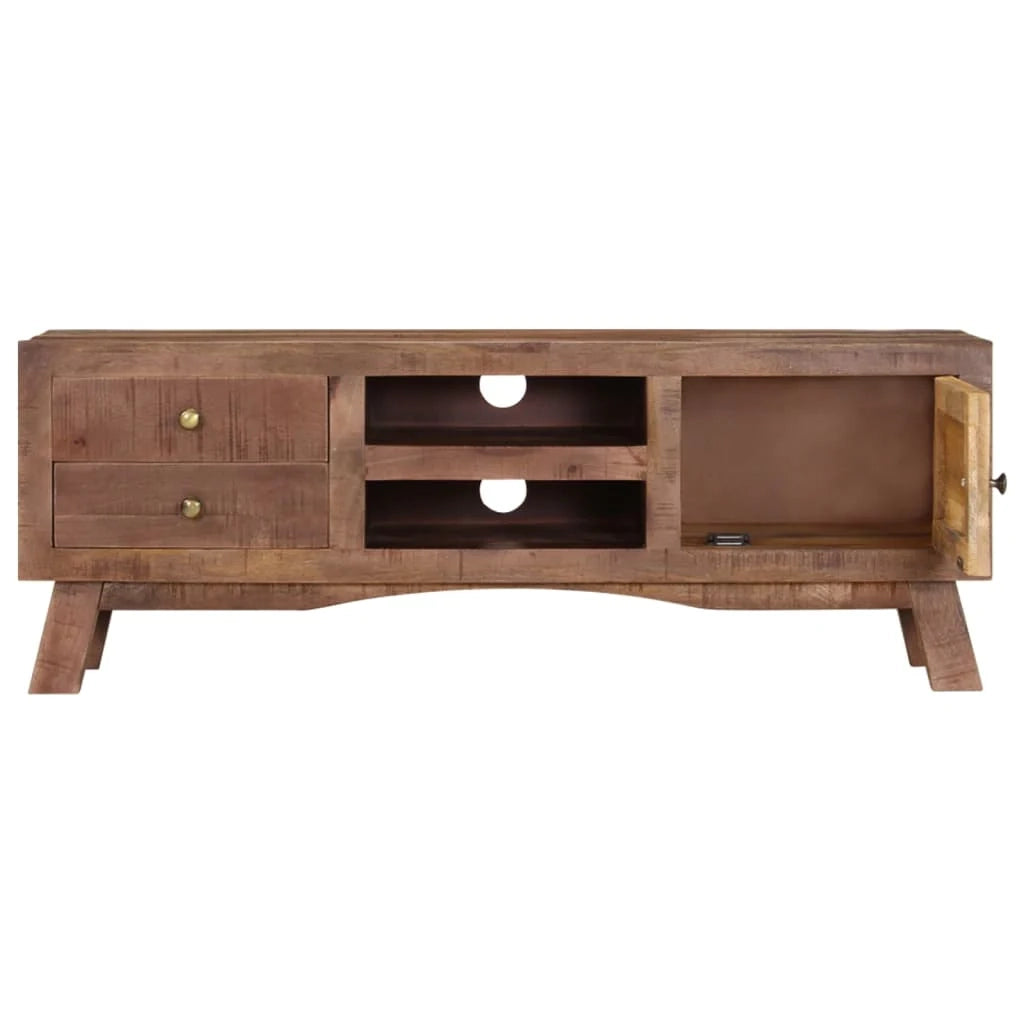 Mobile TV multimediale scaffale TV credenza mobile TV sala da pranzo soggiorno camera da letto 110 x 30 x 40 cm legno di mango marrone grezzo 02_0025717