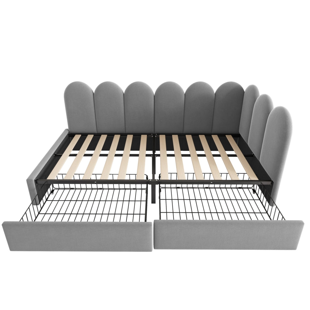 LETTO Divano letto con 2 cassetti 90x190 cm Velluto Grigio