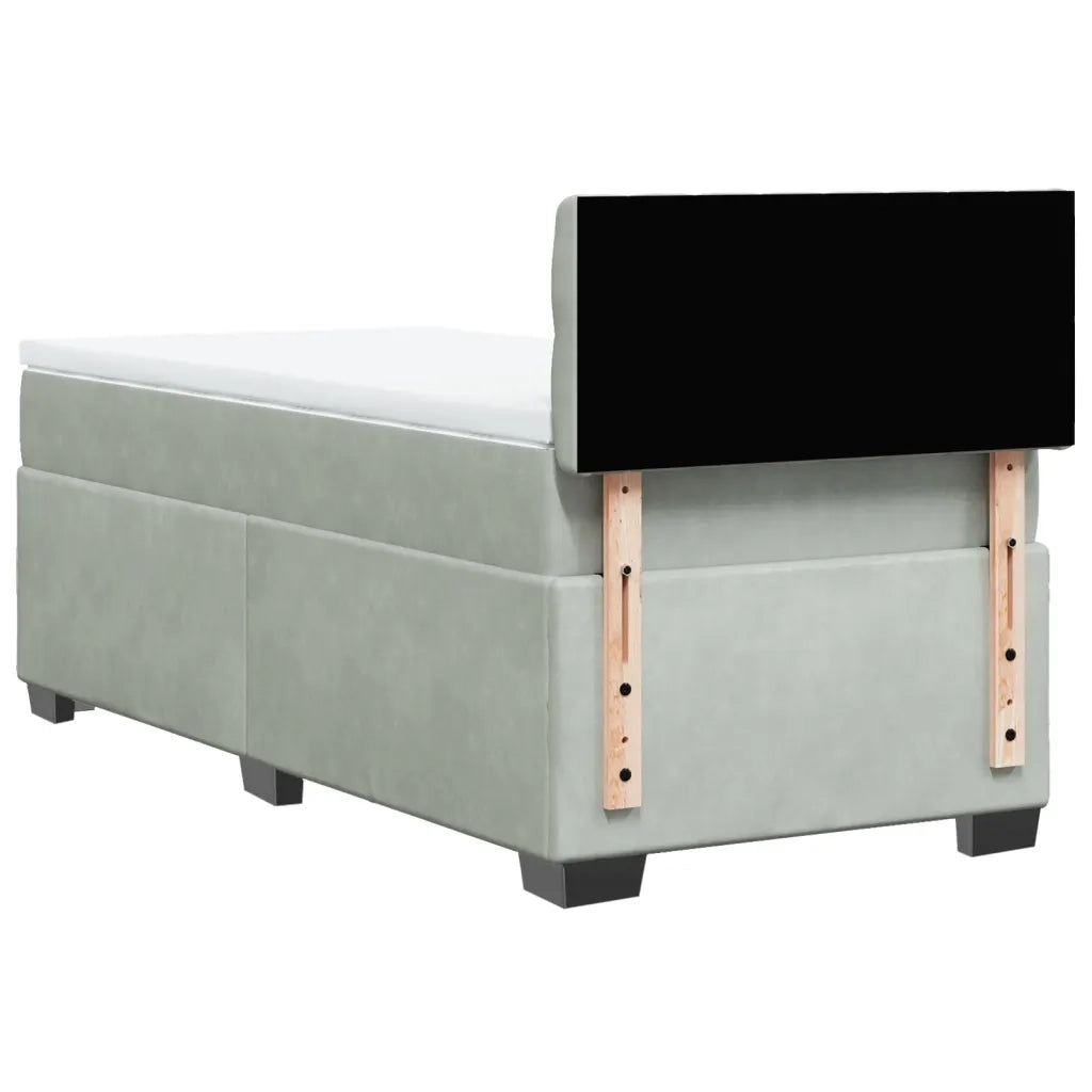 Giroletto a Molle con Materasso Grigio Chiaro 80x200 cm Velluto