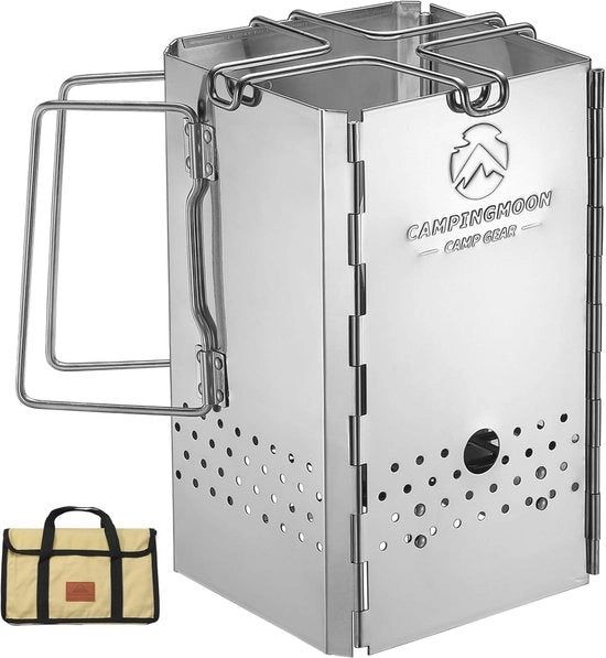 Starter per barbecue e campeggio pieghevole in acciaio inossidabile per legna da fuoco