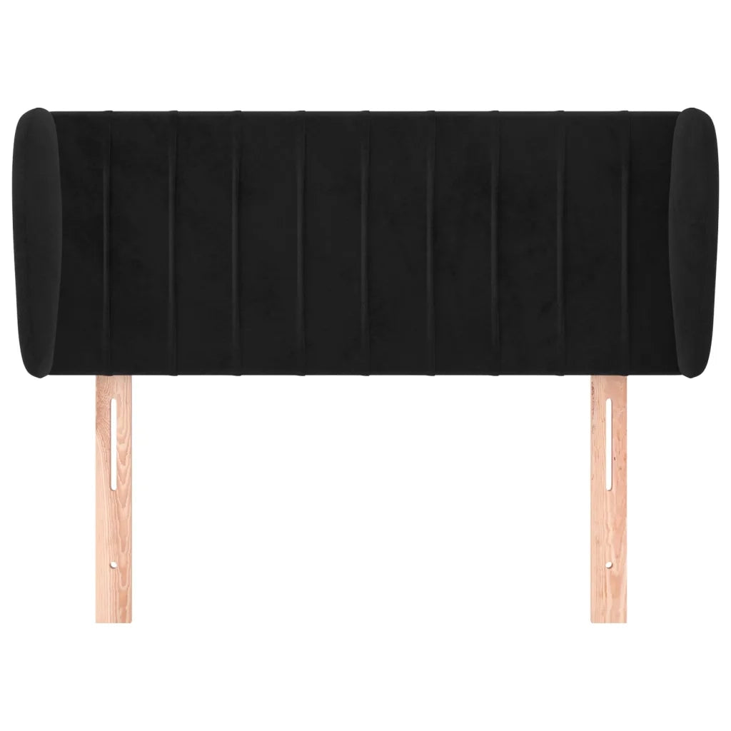 Testiera ad Orecchio Nera 93x23x78/88 cm in Velluto cod mxl 32852