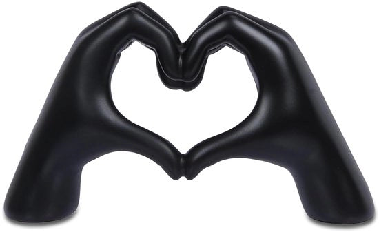 Decorazione di muro a forma di dita d'amore in stile moderno, scultura d'arte moderna, decorazione personalizzata per ufficio e matrimonio creativo (nero, L)