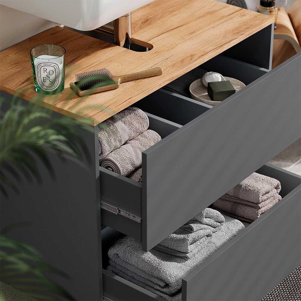 Vicco Mobile sottolavabo per bagno Antracite/quercia dorata 80.2 x 65 cm