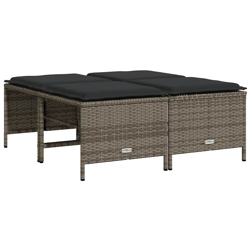 Sgabelli da Giardino con Cuscini 4 pz Grigi in Polyrattan CFW1067806
