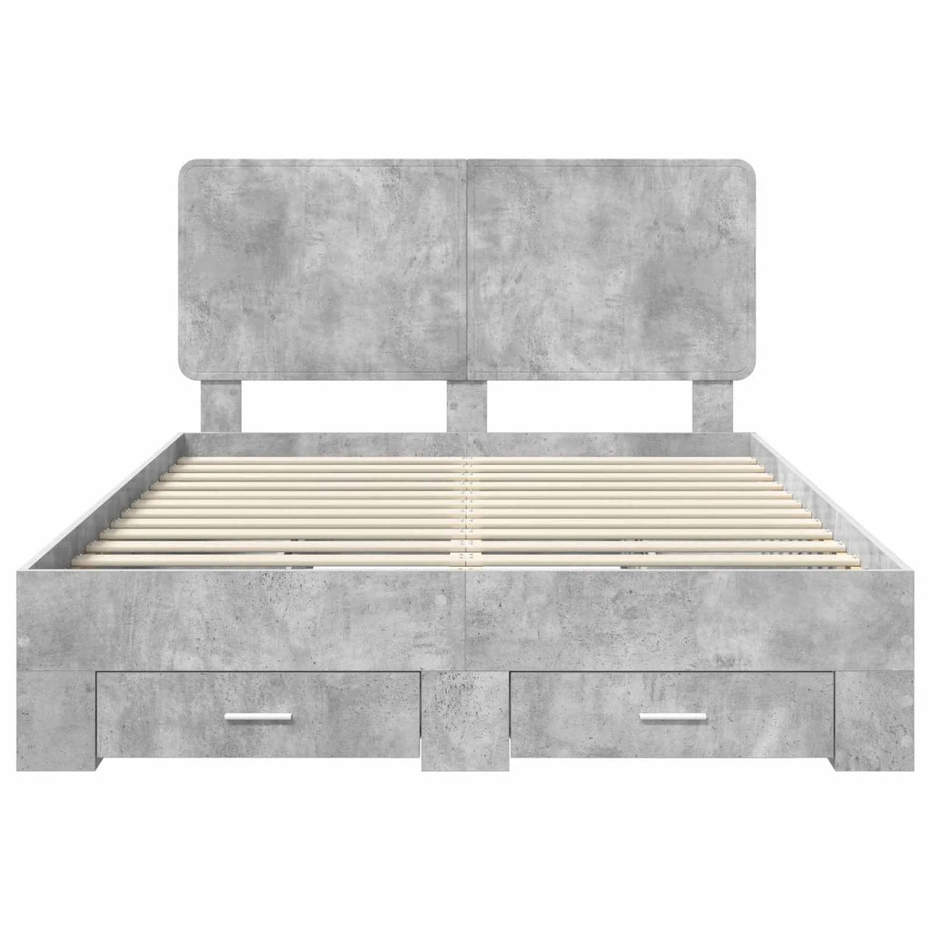 Struttura del letto con testiera Grigio cemento 160 x 200 cm