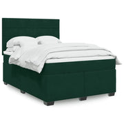 vidaXL Giroletto a Molle con Materasso Verde Scuro 160x200 cm Velluto