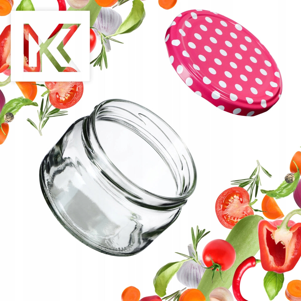 KADAX Denia barattoli per conserve 250ml 50 pezzi 82mm + coperchio "Piselli rosa"