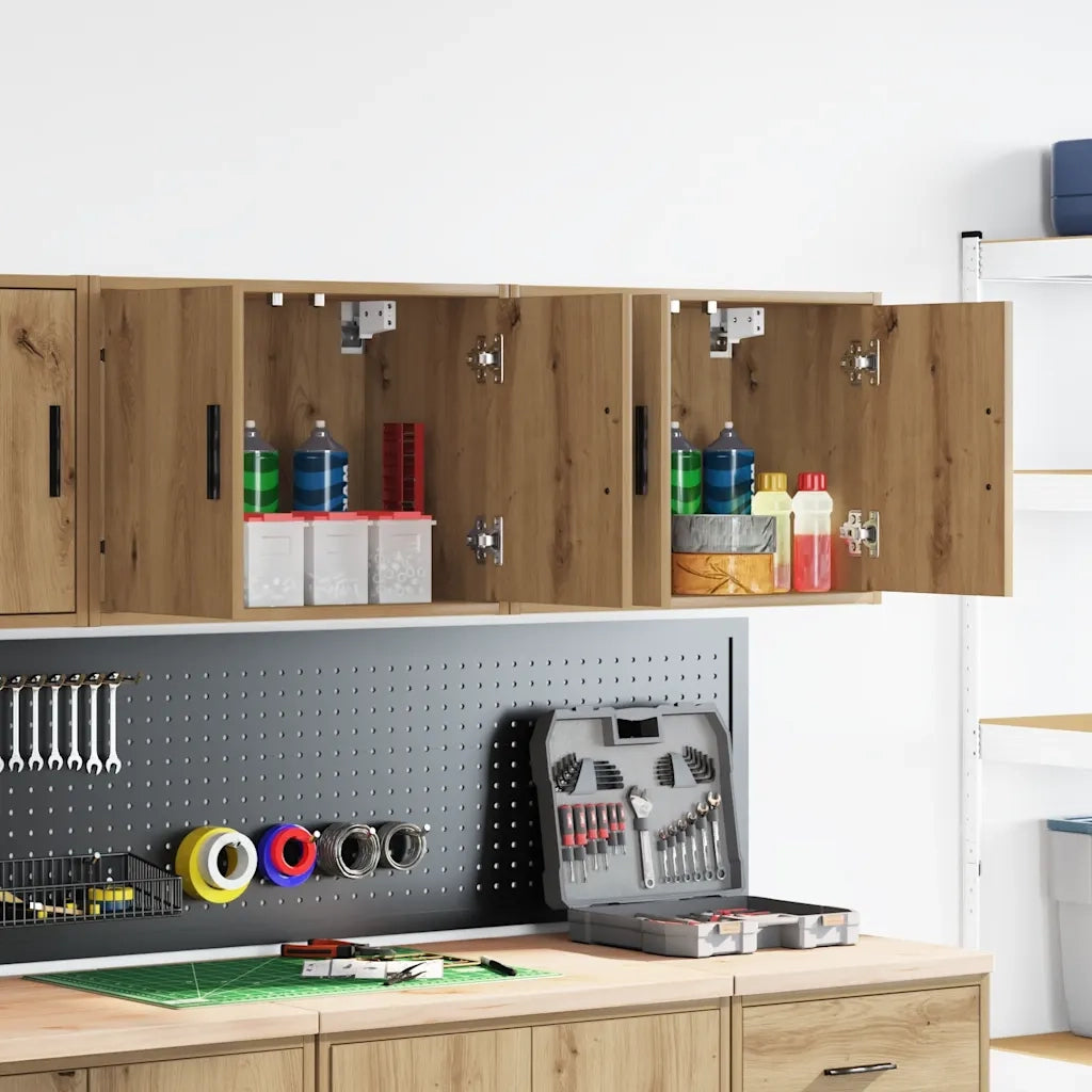 Pensili per Garage 2 pz Rovere Artigianale in Legno Multistrato 860660