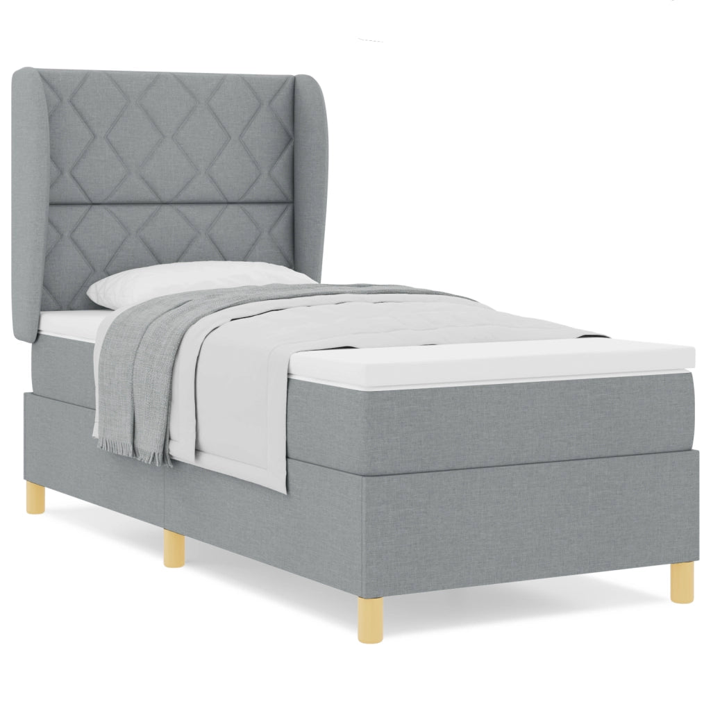 letto a molle di con materasso grigio chiaro 100x200 cm in tessuto