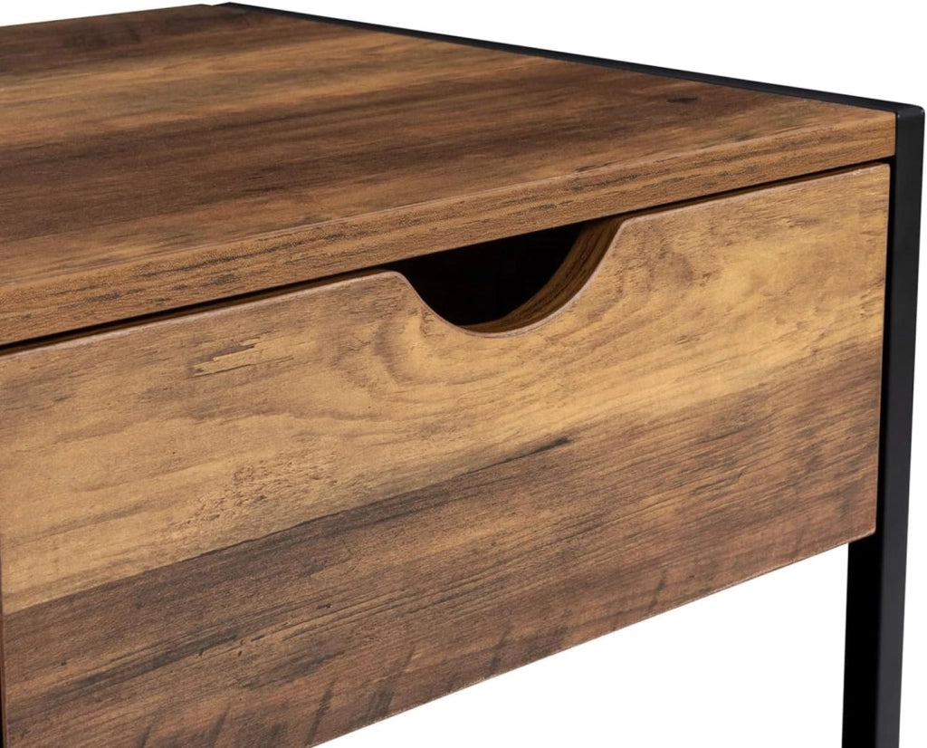 IDMarket - Set di 2 comodini Hawkins, Legno Scuro, Design Industriale