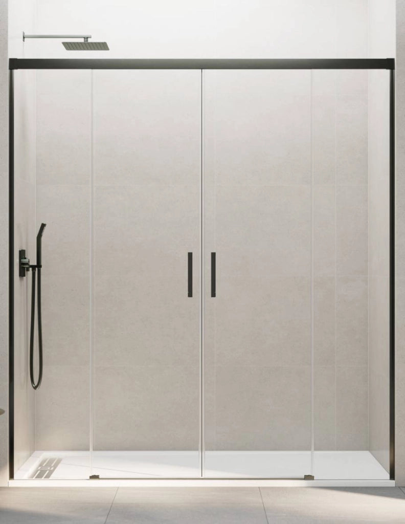 Porta doccia scorrevole 2+2 THALASSA (BASIC) 160 cm Profilo Titanio vetro trasparente