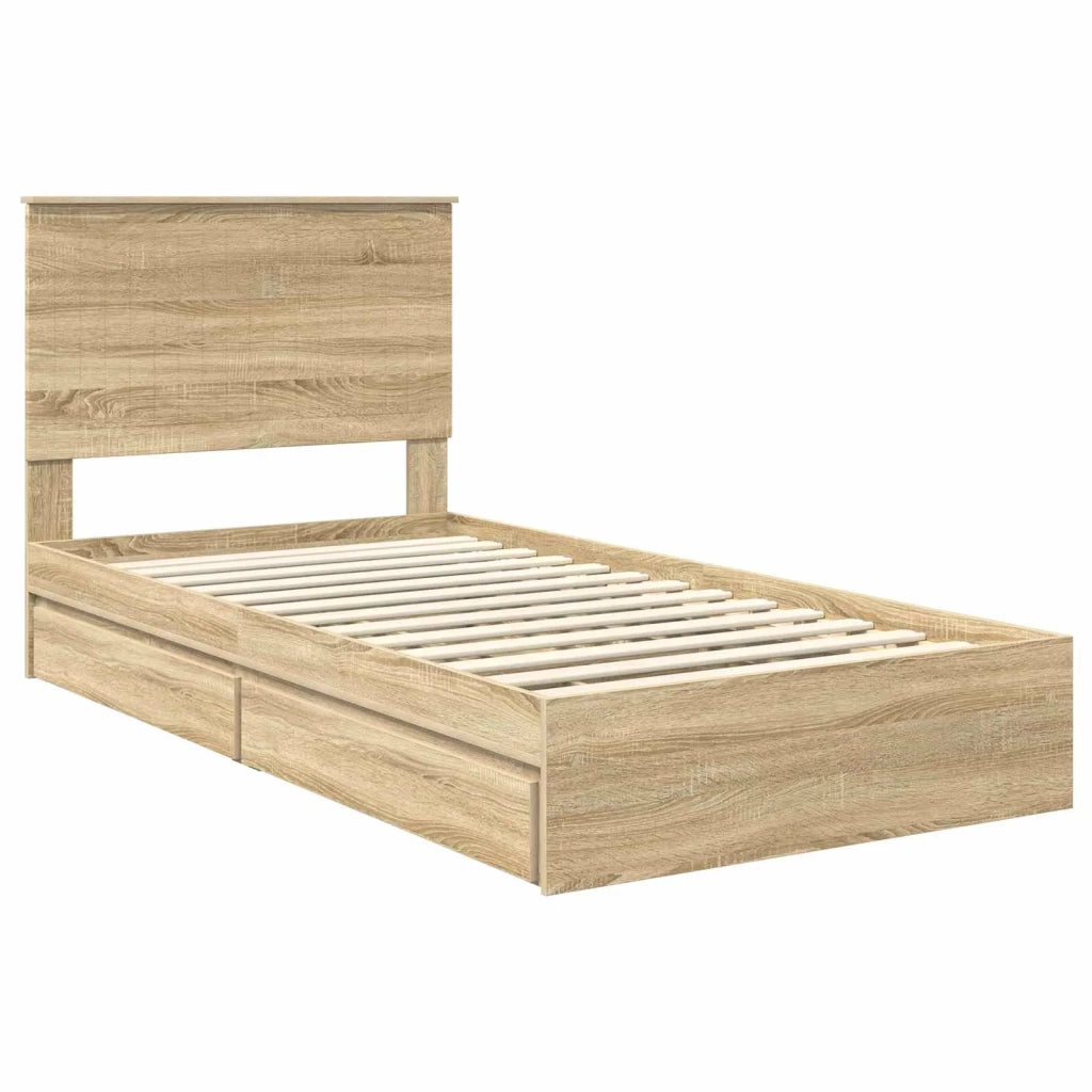 Letto con Contenitore con testiera Rovere Sonoma 100 x 200 cm