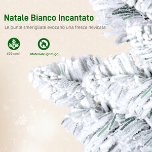 Albero di Natale Innevato 180 cm 479 Rami con 180 Luci LED Colorate Verde e Bianco