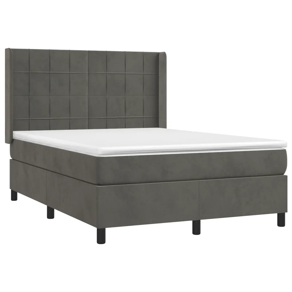 Letto a Molle con Materasso e LED Grigio Scuro 140x190 cm 3139560