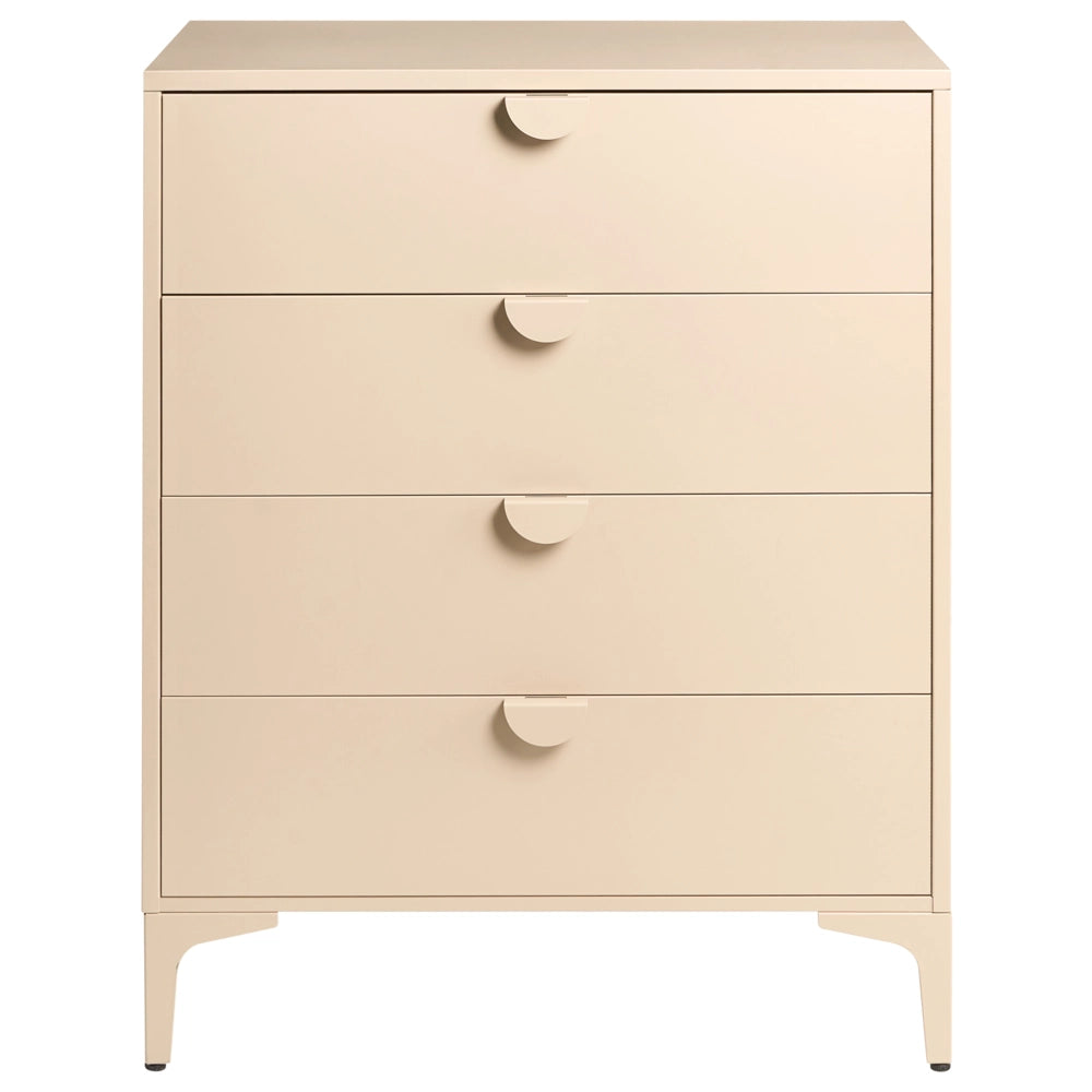 Cassettiera in acciaio verniciato beige chiaro 4 cassetti mobile contenitore per ufficio domestico e soggiorno stile industriale