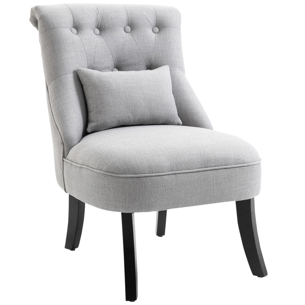 Poltrona Imbottita in Tessuto con Cuscino ¨C zephmum ¨C Grigio 52.5x69x77 cm
