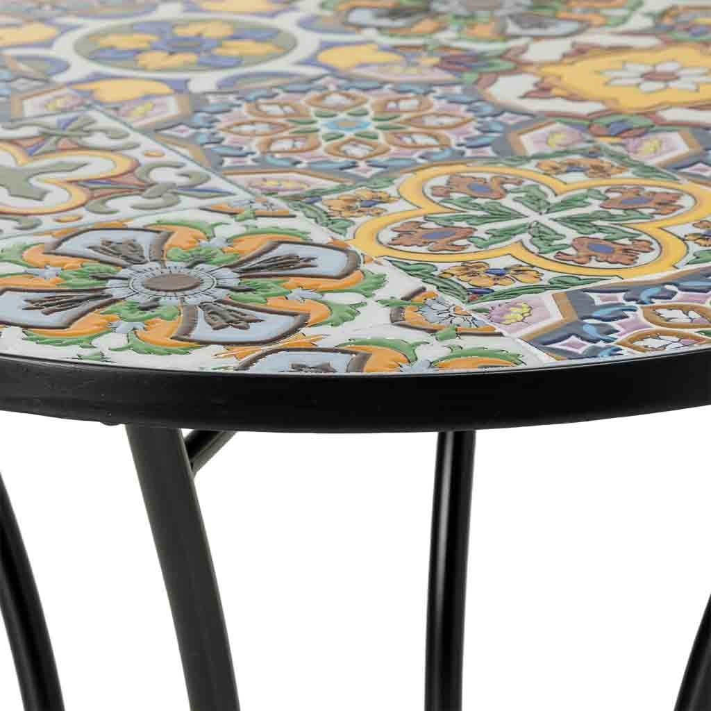 Set tavolo e 2 sedie in mosaico e ferro battuto Multicolore, tavolo: P