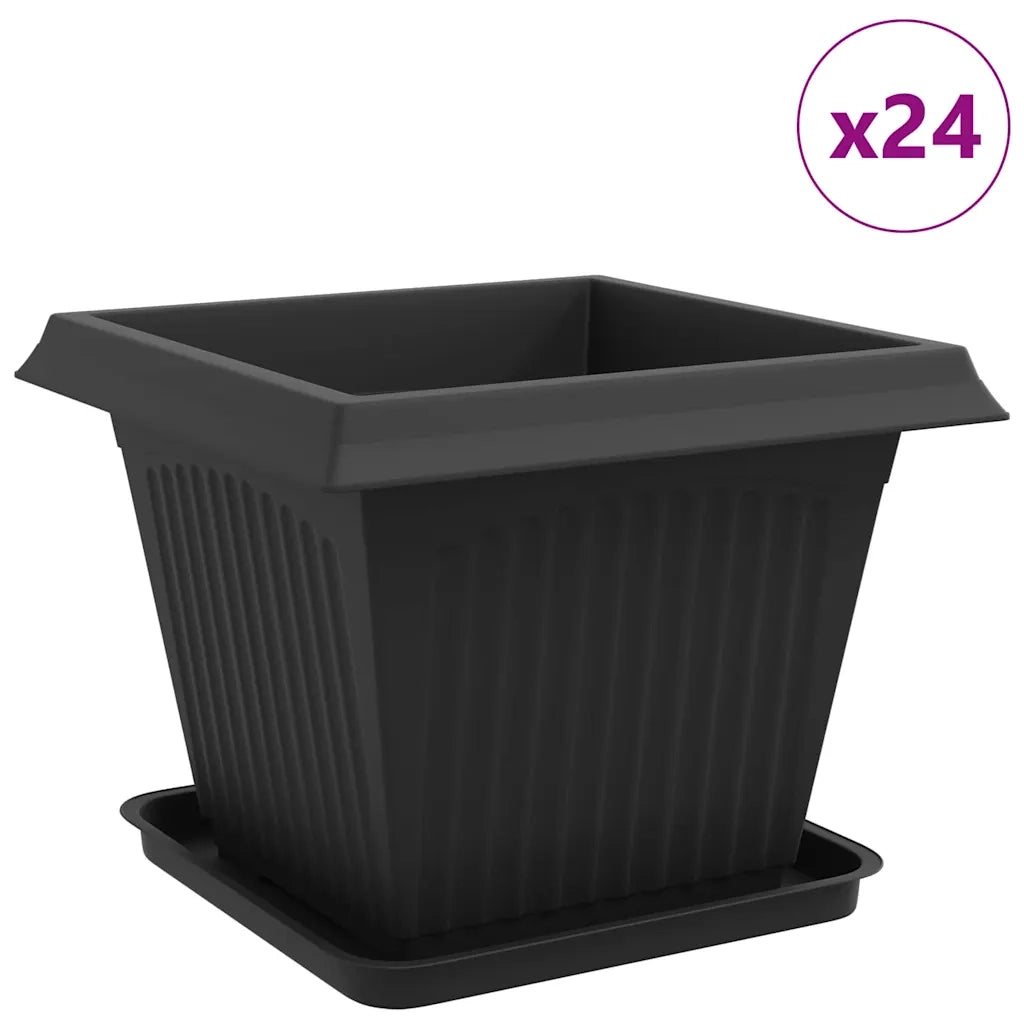 Vasi per Piante 24 pcs Nero 43 x 43 x 33,5 cm Plastica