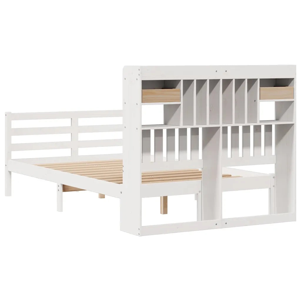 Letto Libreria senza Materasso Bianco 135x190 cm Legno di Pino 3321929