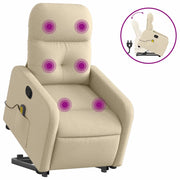 Poltrona Alzapersona Massaggiante | Sedia Relax Reclinabile Crema in Tessuto